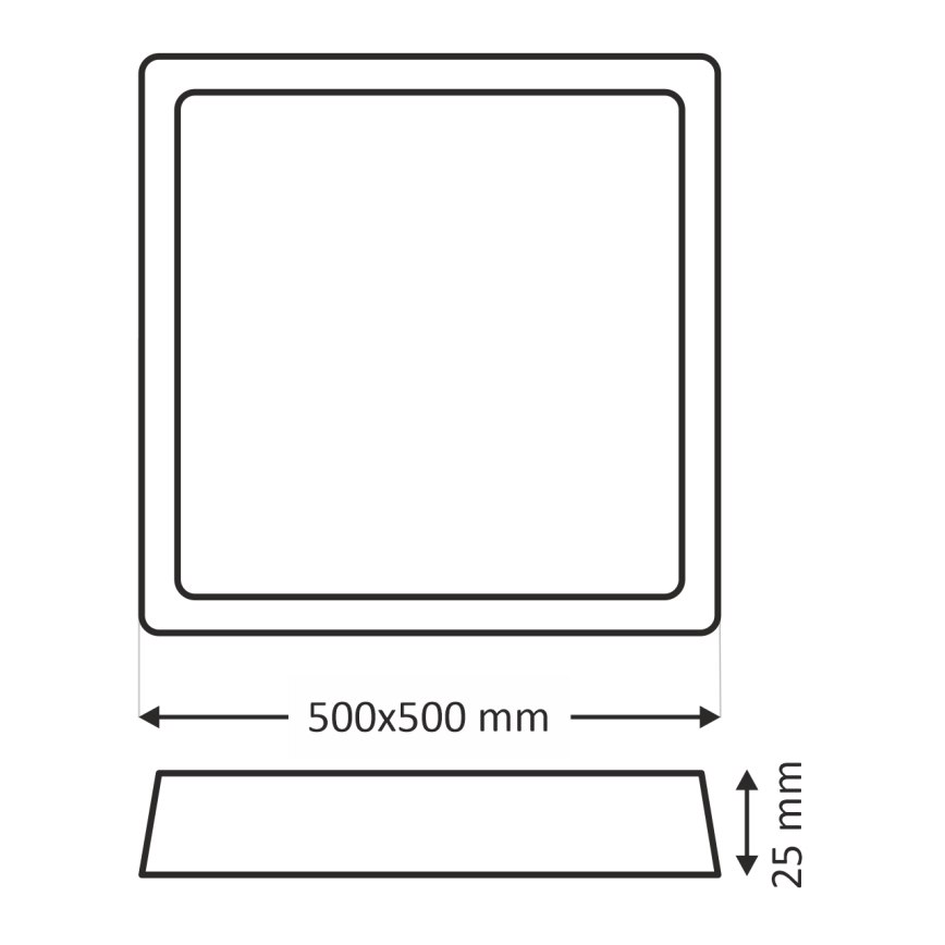 Plafon LED/40W/230V 3000/4000/6500K 50x50 cm preto