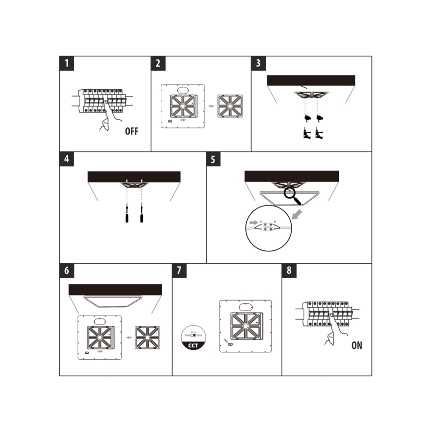 Plafon LED/40W/230V 3000/4000/6500K 50x50 cm preto