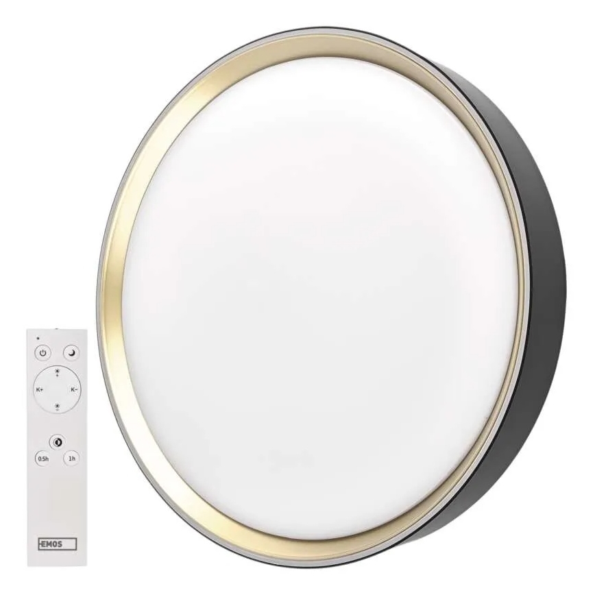 Luminária de teto LED dimerizável ILVI LED/45W/230V 2700-6500K diâmetro 50 cm preto/latão + controlo remoto
