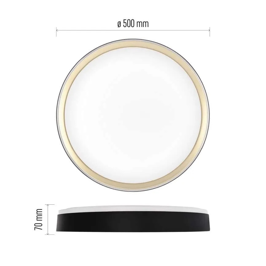 Luminária de teto LED dimerizável ILVI LED/45W/230V 2700-6500K diâmetro 50 cm preto/latão + controlo remoto
