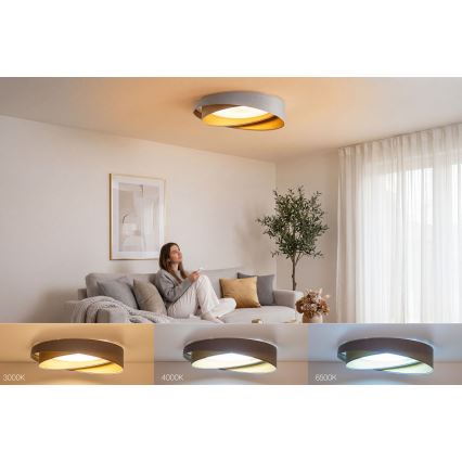 Luminária de teto LED compatível com dimmer SMART GALAXY MODERN LED/24W/230V 3000–6500K, diâmetro 55 cm, cinzento/dourado + comando remoto