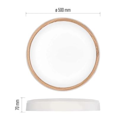 Candeeiro de teto LED dimerizável ILVI LED/45W/230V 2700-6500K diâmetro 50 cm branco/bege + controlo remoto