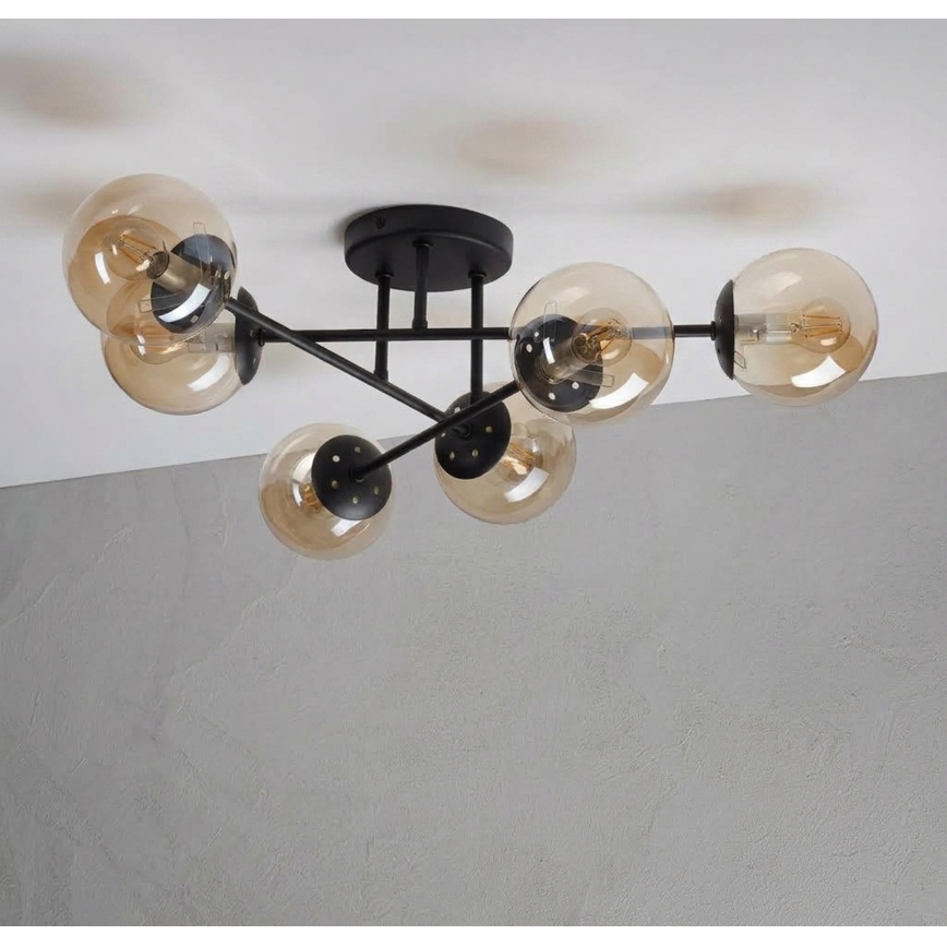 Plafon MALENA 6xE14/5W/230V castanho/bege fumê