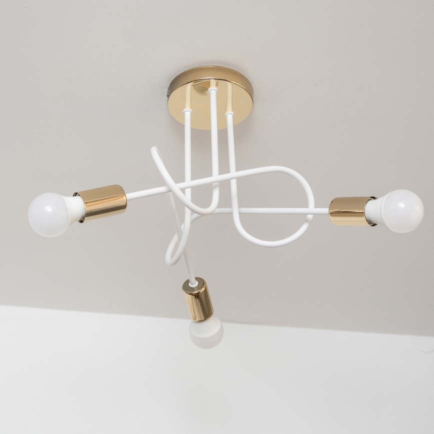 Plafon OXFORD 3xE27/15W/230V dourado/branco