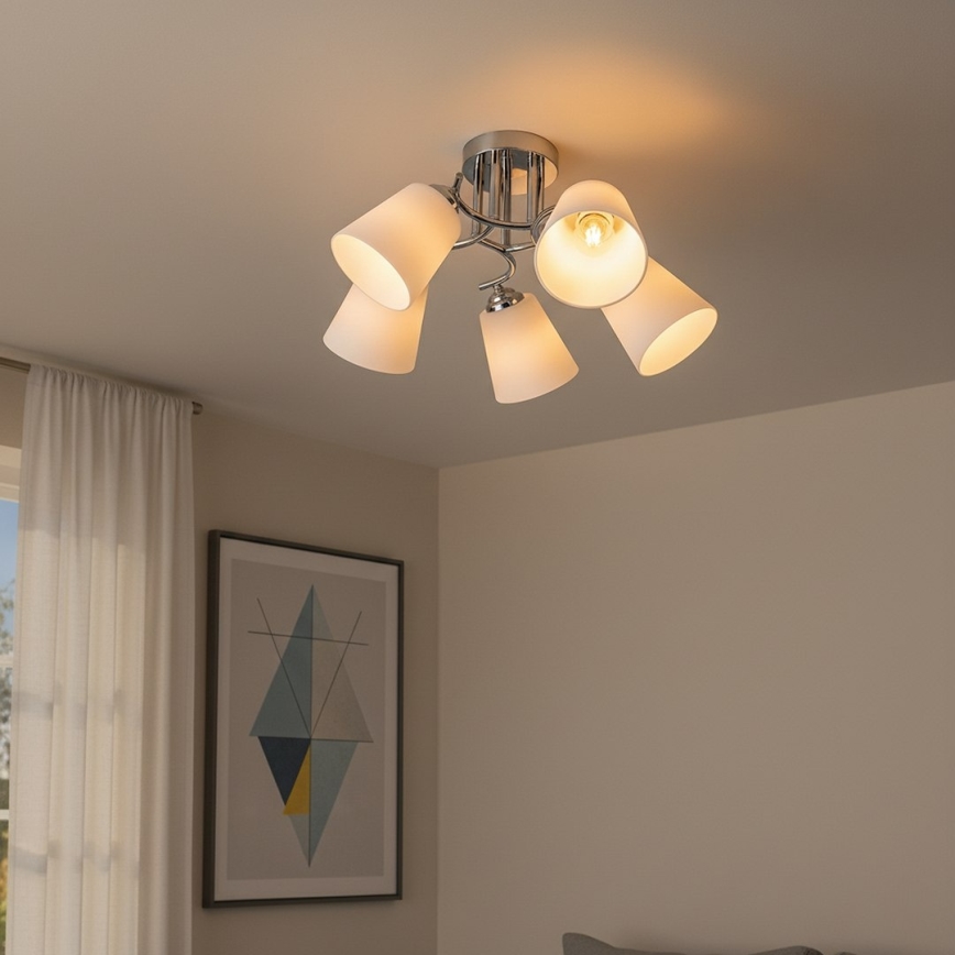 Plafon PAFOS 5xE27/15W/230V cromado brilhante