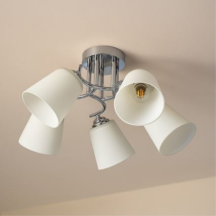 Plafon PAFOS 5xE27/15W/230V cromado brilhante