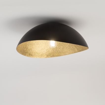 Plafon SOLARIS 1xE27/60W/230V diâmetro 48 cm preto/dourado