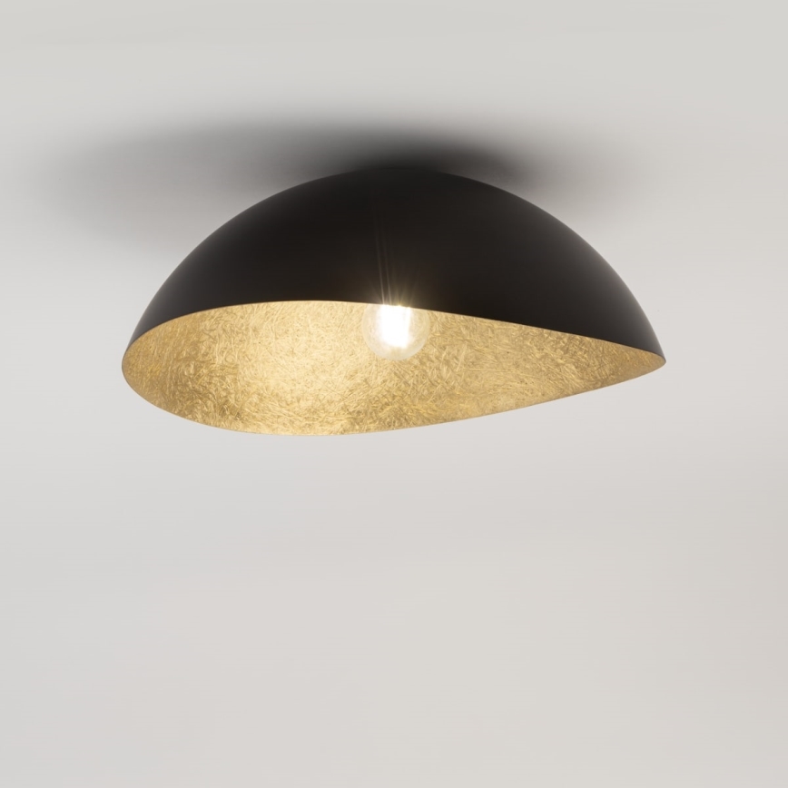 Plafon SOLARIS 1xE27/60W/230V diâmetro 48 cm preto/dourado