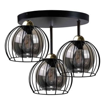 Plafon SOLO BLACK 3xE27/60W/230V diâmetro 30 cm preto/dourado