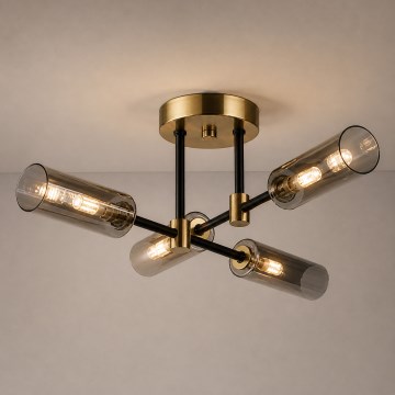 Plafon TESSA 4xG9/8W/230V latão/preto fumê