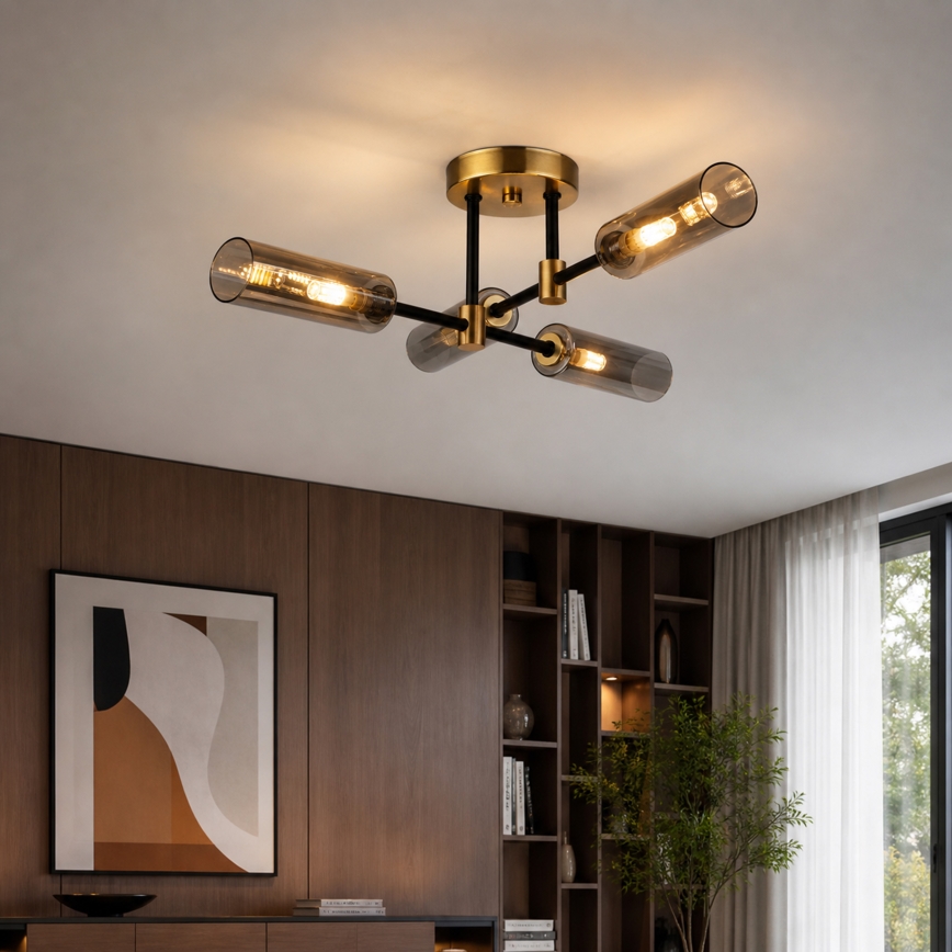 Plafon TESSA 4xG9/8W/230V latão/preto fumê