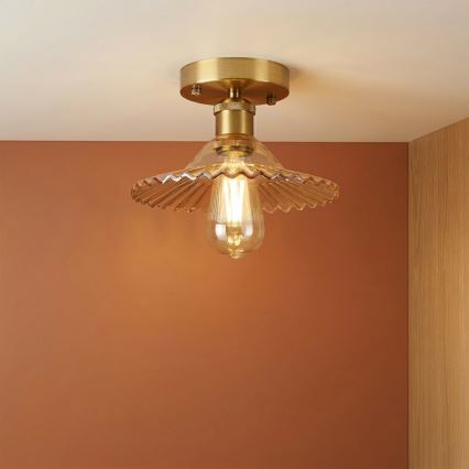 Plafon TRISH 1xE27/15W/230V dourado/bege fumê
