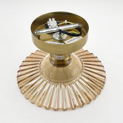 Plafon TRISH 1xE27/15W/230V dourado/bege fumê