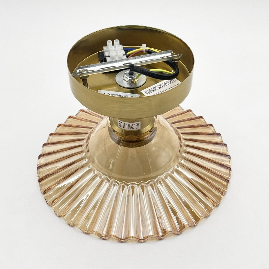 Plafon TRISH 1xE27/15W/230V dourado/bege fumê