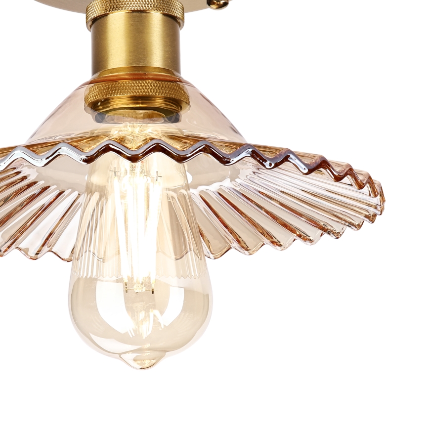 Plafon TRISH 1xE27/15W/230V dourado/bege fumê