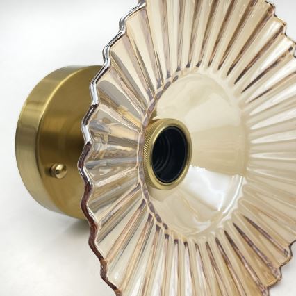 Plafon TRISH 1xE27/15W/230V dourado/bege fumê