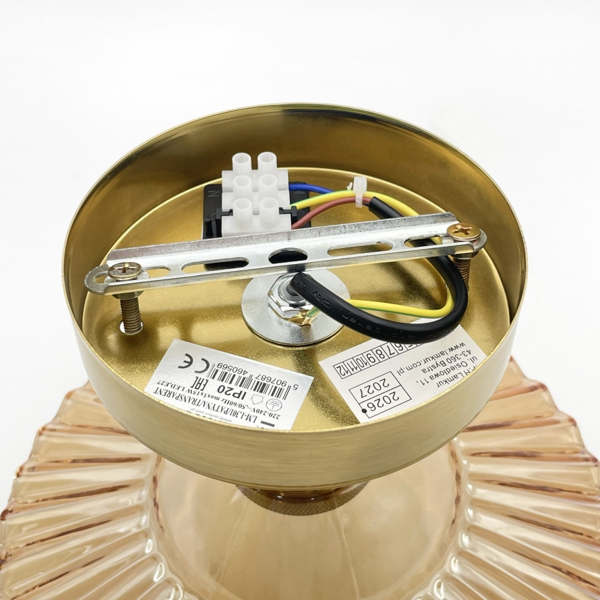Plafon TRISH 1xE27/15W/230V dourado/bege fumê