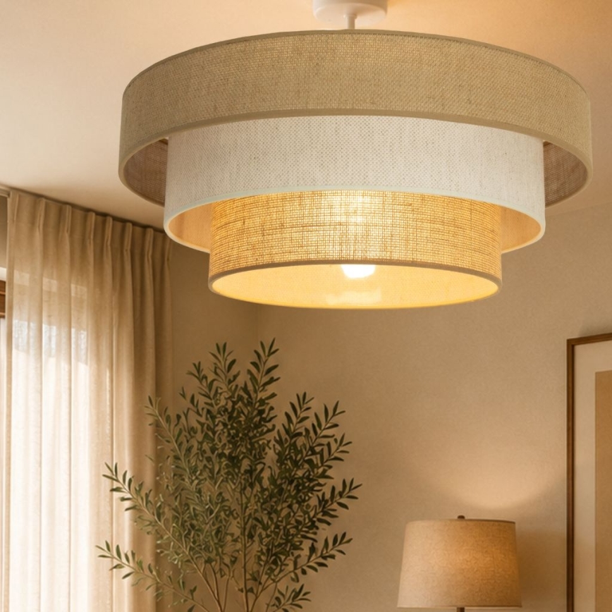 Plafon WENTA 1xE27/60W/230V diâmetro 50 cm juta/creme