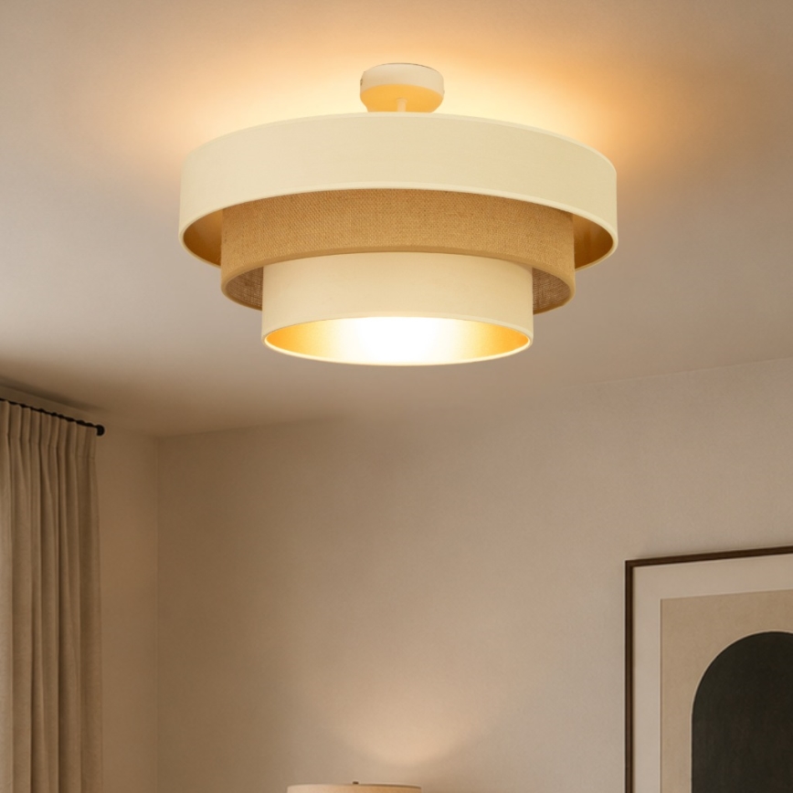 Plafon WENTA 1xE27/60W/230V Ø 50 cm bege/dourado
