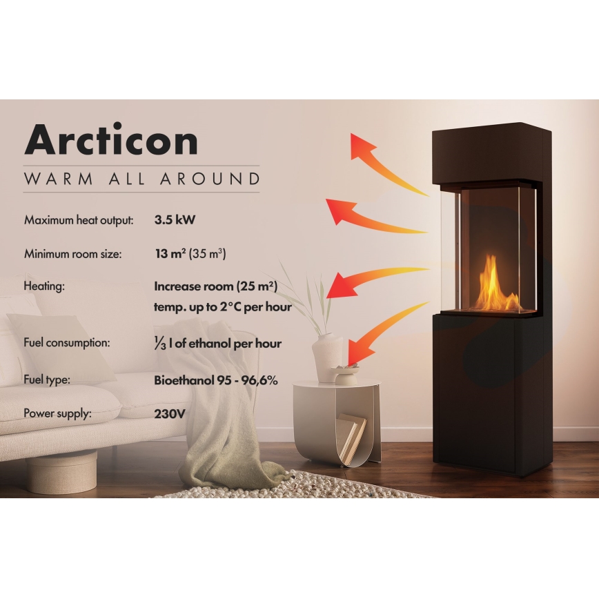 Planika - Lareira BIO com comando 126,2x40 cm 3,5kW/230V preto