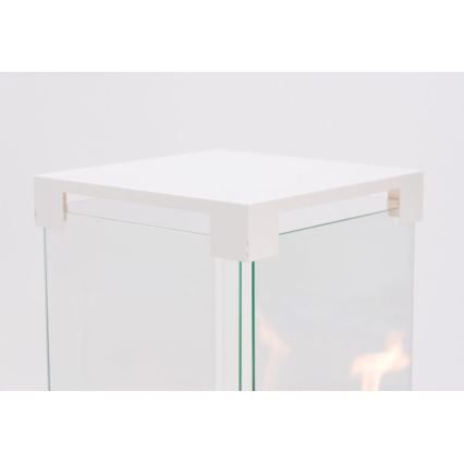 Planika - Lareira a gás para exterior 142x36 cm 8kW 1xAAA branca + capa protetora