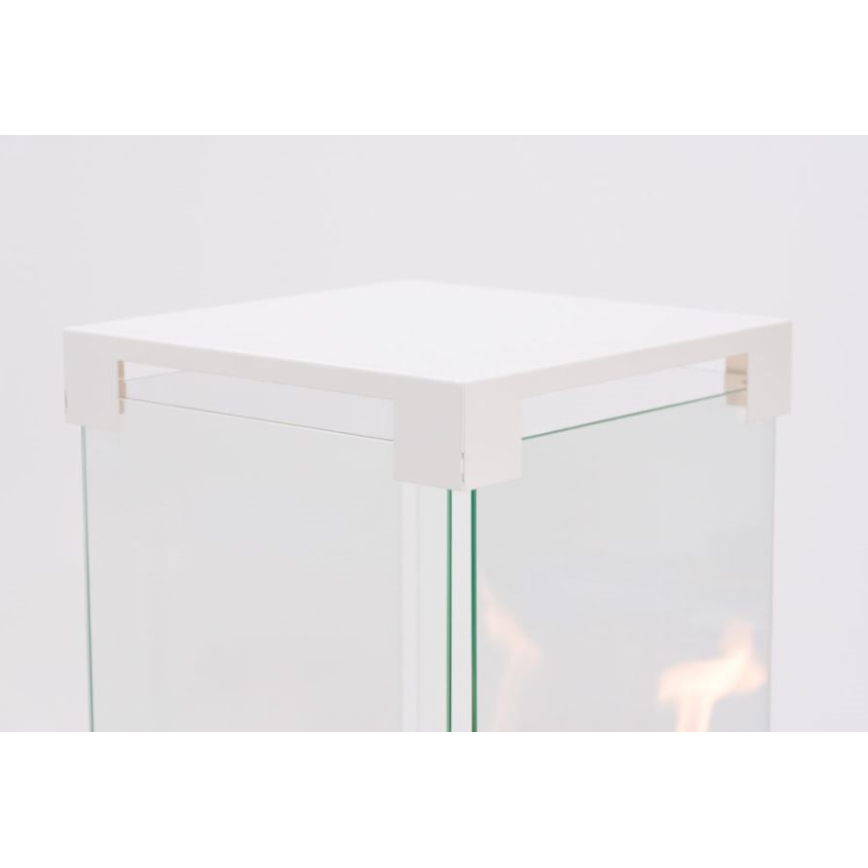 Planika - Lareira a gás para exterior 142x36 cm 8kW 1xAAA branca + capa protetora