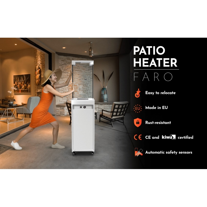 Planika - Lareira exterior a gás 142x36 cm 8kW 1xAAA branco + capa de proteção