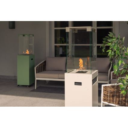 Planika - Lareira exterior a gás 142x36 cm 8kW 1xAAA branco + capa de proteção