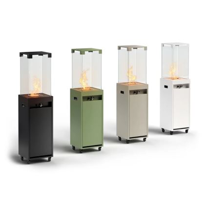 Planika - Lareira exterior a gás 142x36 cm 8kW 1xAAA branco + capa de proteção