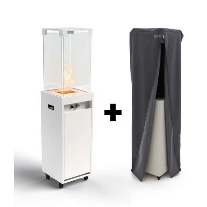 Planika - Lareira exterior a gás 142x36 cm 8kW 1xAAA branco + capa de proteção