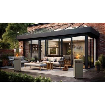 Planika - Lareira exterior a gás 142x36 cm 8kW 1xAAA cinzento + capa de proteção