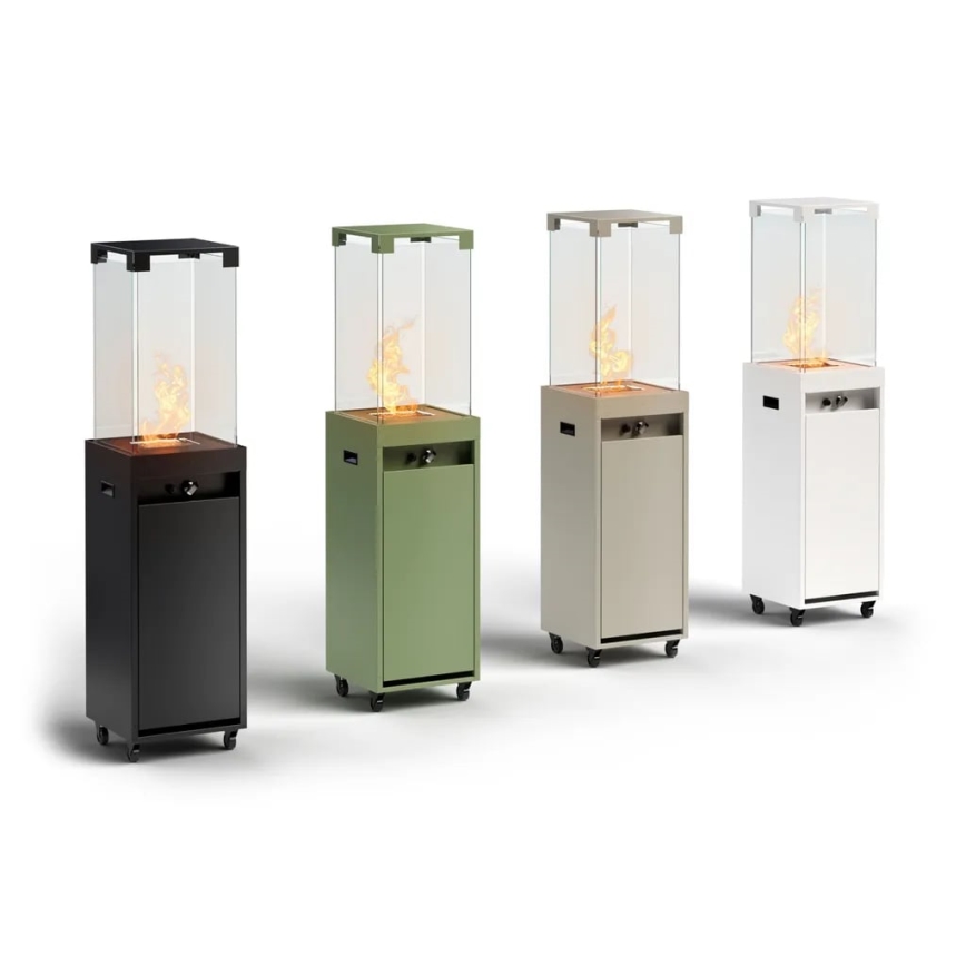 Planika - Lareira exterior a gás 142x36 cm 8kW 1xAAA preto + capa de proteção