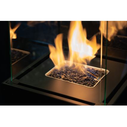 Planika - Lareira exterior a gás 142x36 cm 8kW 1xAAA preto + capa de proteção