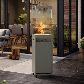 Planika - Lareira exterior a gás 142x36 cm 8kW 1xAAA cinzento + capa de proteção