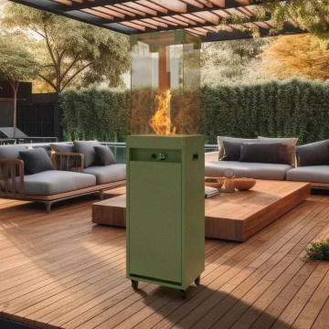 Planika - Lareira exterior a gás 142x36 cm 8kW 1xAAA verde + capa de proteção