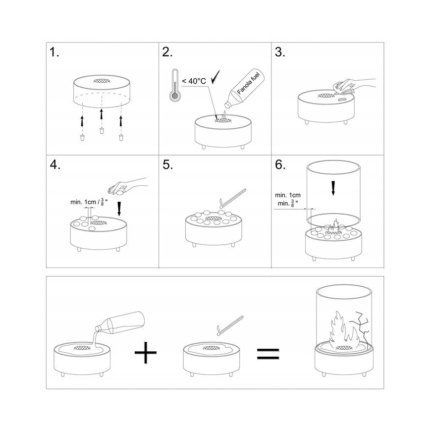 Planika - Lareira BIO 35,3x25,1 cm 2,5kW preto