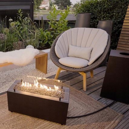 Planika - Lareira exterior a gás 41,4x69,8 cm 10kW 1xAAA preto + capa de proteção