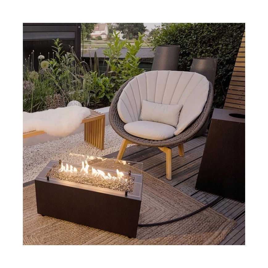 Planika - Lareira exterior a gás 41,4x69,8 cm 10kW 1xAAA preto + capa de proteção