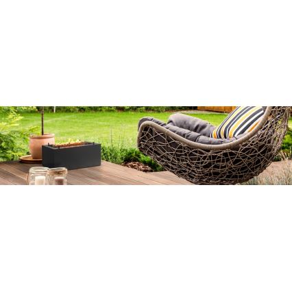 Planika - Lareira exterior a gás 41,4x69,8 cm 10kW 1xAAA preto + capa de proteção