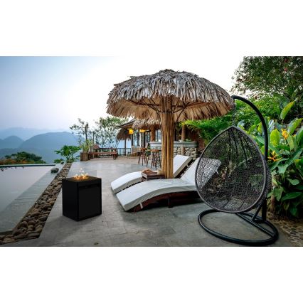 Planika - Lareira exterior a gás 79,7x48 cm 10kW 1xAAA preto + capa de proteção