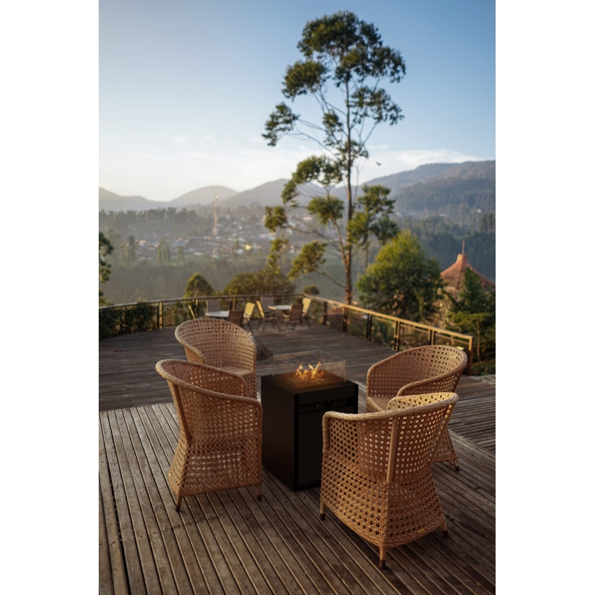 Planika - Lareira exterior a gás 79,7x48 cm 10kW 1xAAA preto + capa de proteção