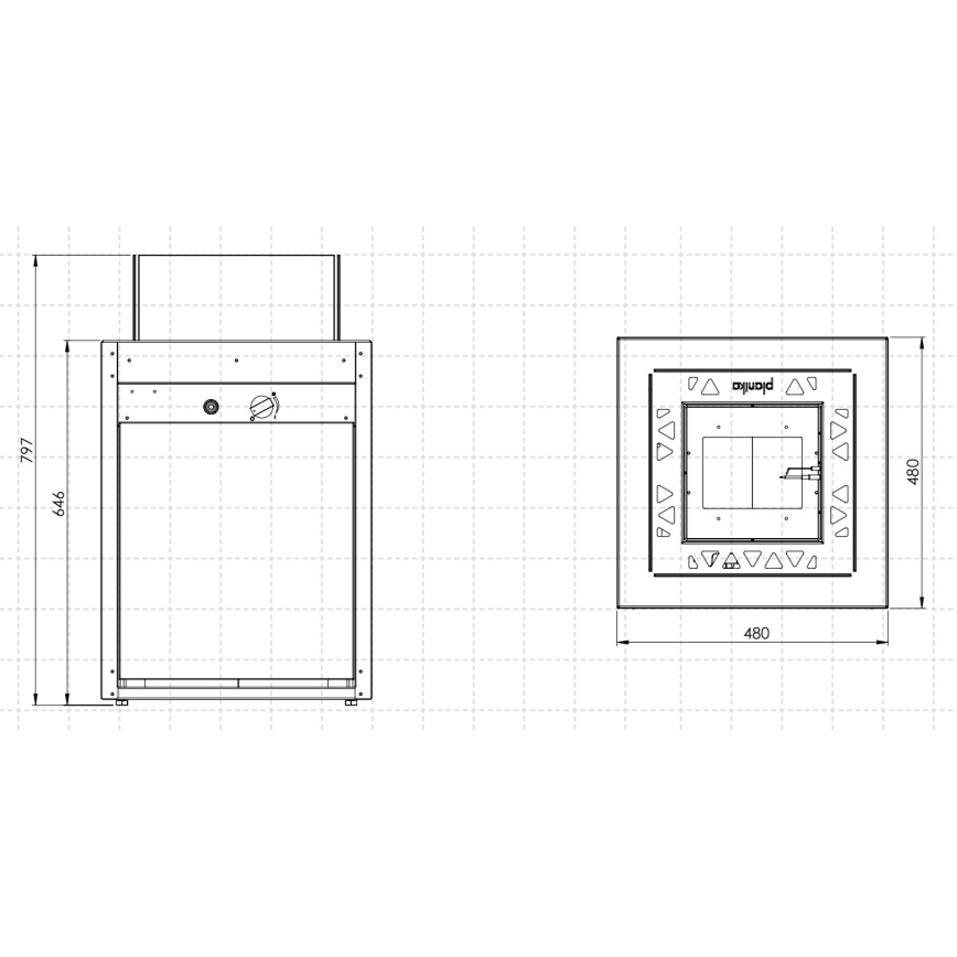 Planika - Lareira exterior a gás 79,7x48 cm 10kW 1xAAA preto + capa de proteção