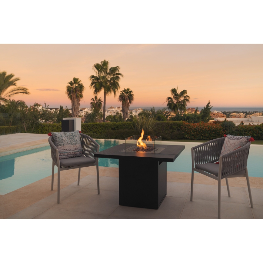 Planika - Lareira exterior a gás 79,7x90 cm 10kW 1xAAA preto + capa de proteção