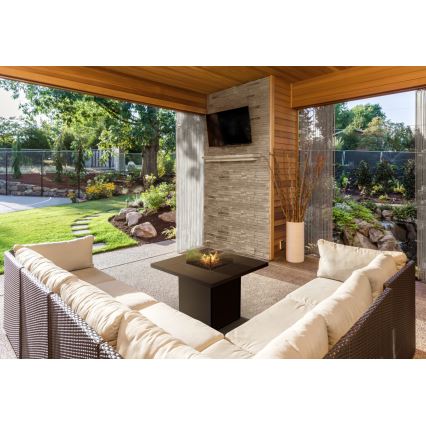 Planika - Lareira exterior a gás 79,7x90 cm 10kW 1xAAA preto + capa de proteção