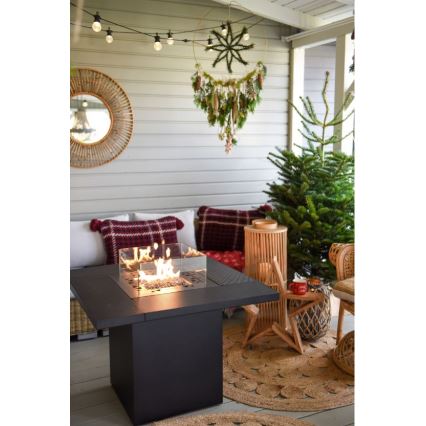 Planika - Lareira exterior a gás 79,7x90 cm 10kW 1xAAA preto + capa de proteção