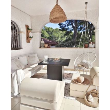 Planika - Lareira exterior a gás 79,7x90 cm 10kW 1xAAA preto + capa de proteção