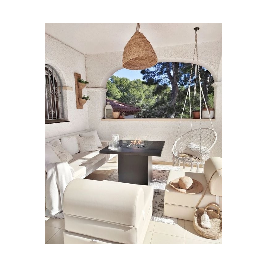 Planika - Lareira exterior a gás 79,7x90 cm 10kW 1xAAA preto + capa de proteção