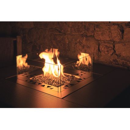 Planika - Lareira exterior a gás 79,7x90 cm 10kW 1xAAA preto + capa de proteção
