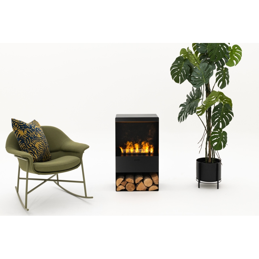 Planika - Lareira a vapor de água com comando 83x48 cm 125W/230V preto