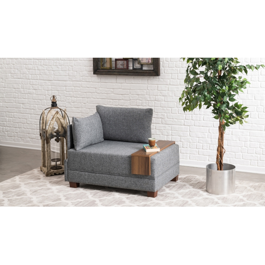 Poltrona de canto TULA, cinzenta, lado esquerdo